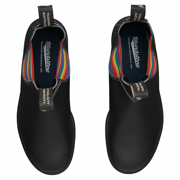 Blundstone #2105 Original Boot In Black With Rainbow Elastic - Image 3