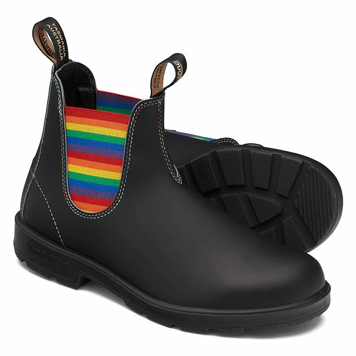 Blundstone #2105 Original Boot In Black With Rainbow Elastic - Image 4